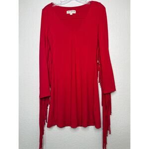 Idyllwind by Miranda Lambert Fringe Dress XS Red V-Neck Western